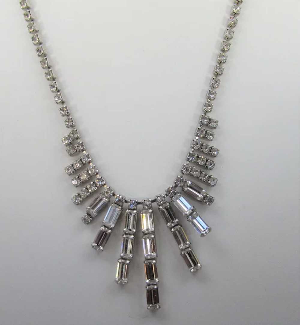 Vintage Weiss Deco Style Clear Crystal Necklace - image 4