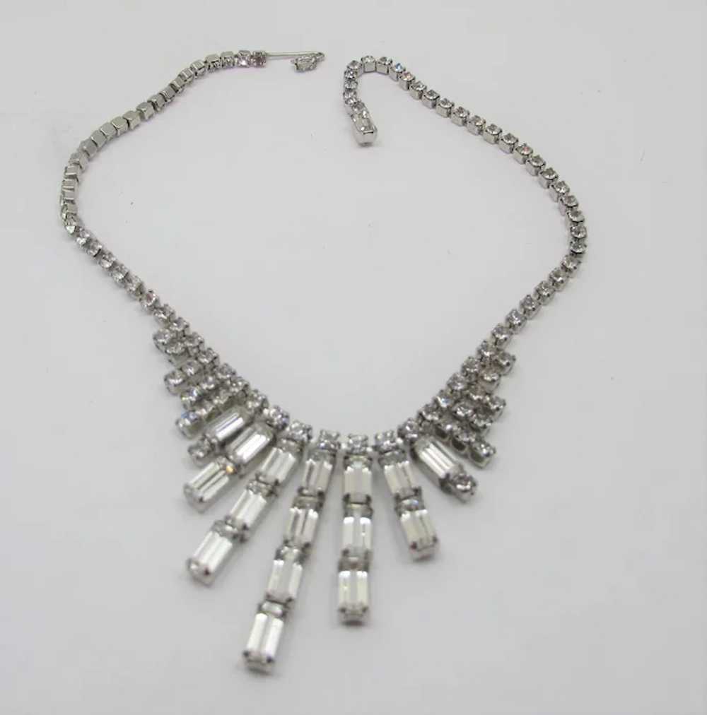 Vintage Weiss Deco Style Clear Crystal Necklace - image 5