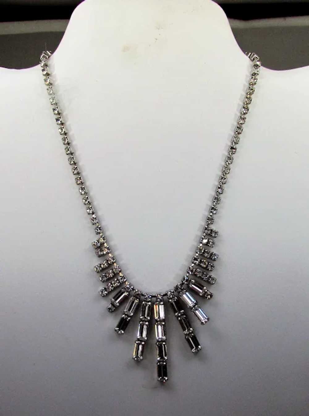 Vintage Weiss Deco Style Clear Crystal Necklace - image 9