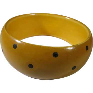 Bakelite Butterscotch Dot Cuff - image 1