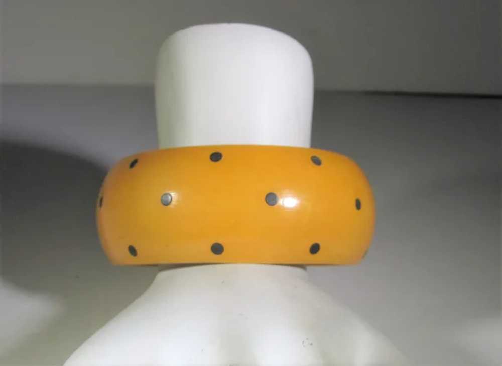 Bakelite Butterscotch Dot Cuff - image 5