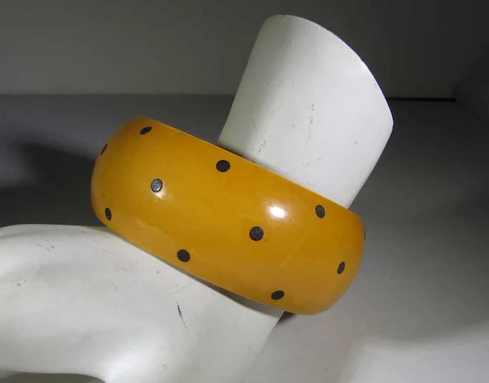 Bakelite Butterscotch Dot Cuff - image 7