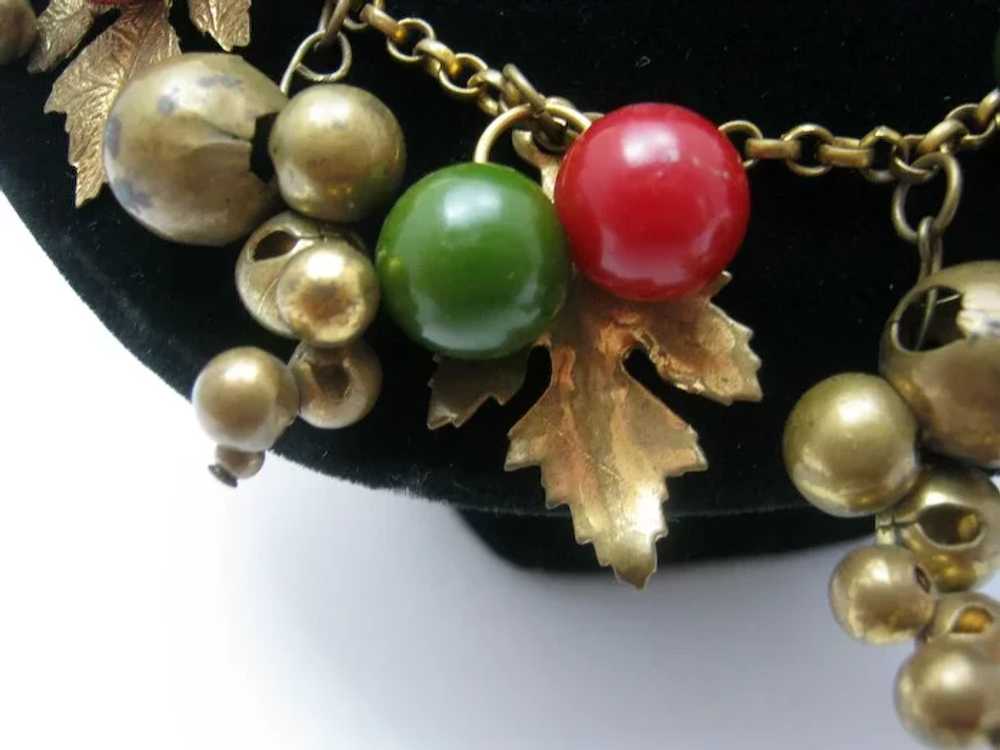Vintage Brass and Lucite Red and Green Holiday Ne… - image 2