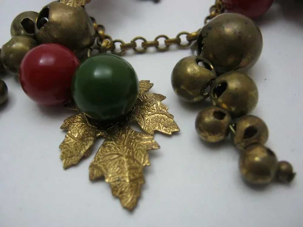 Vintage Brass and Lucite Red and Green Holiday Ne… - image 4