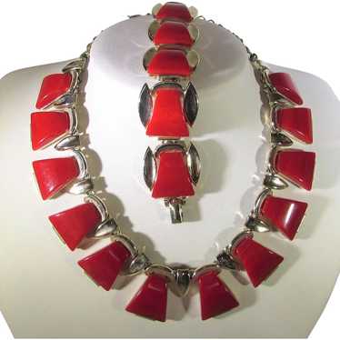 Vintage Red Rhinestone Expandable Adjustable Made In Japan