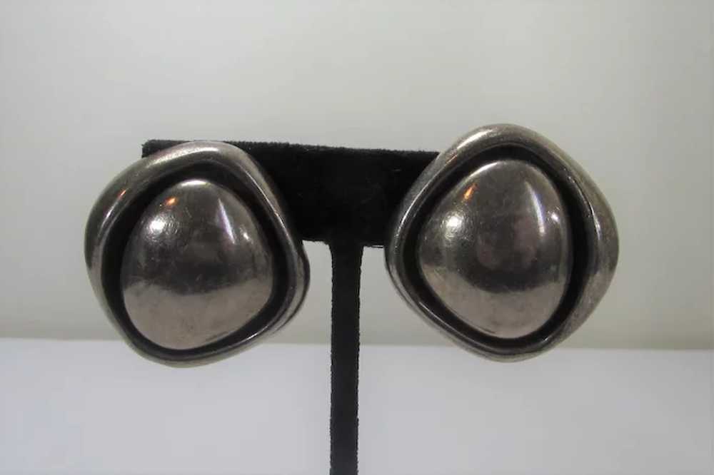 Sterling Silver Clip On Earrings Signed Mexico 925 - image 2