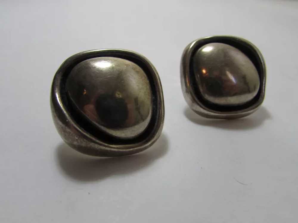 Sterling Silver Clip On Earrings Signed Mexico 925 - image 3