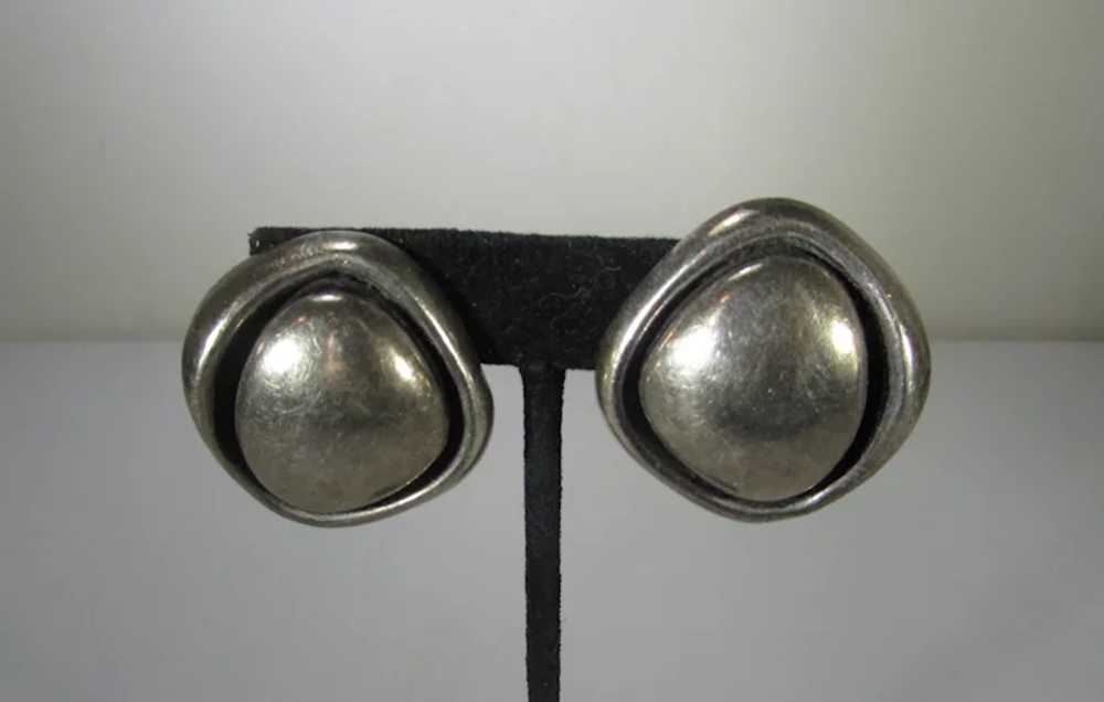Sterling Silver Clip On Earrings Signed Mexico 925 - image 4