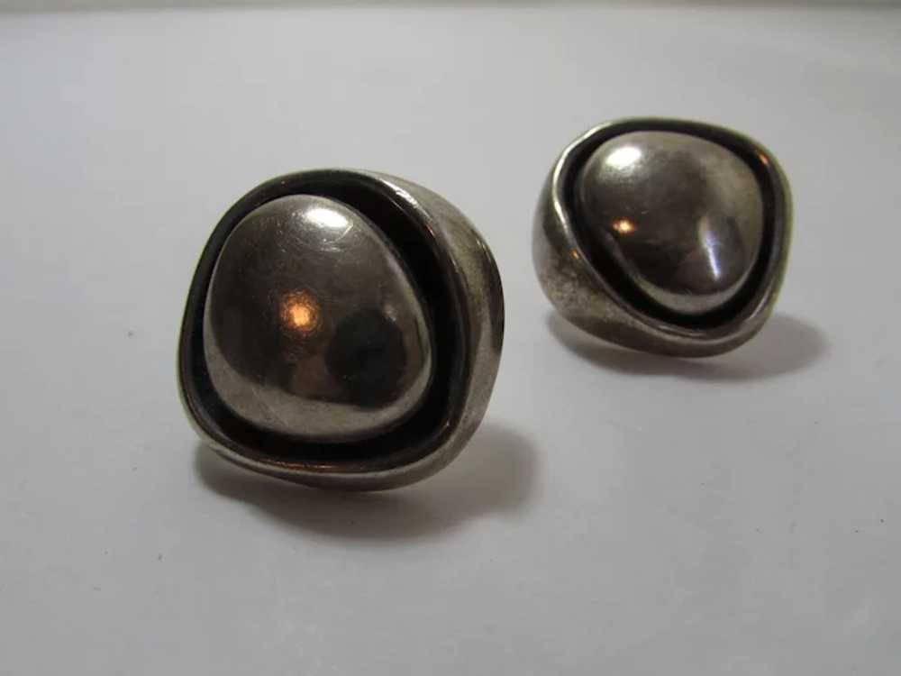 Sterling Silver Clip On Earrings Signed Mexico 925 - image 5