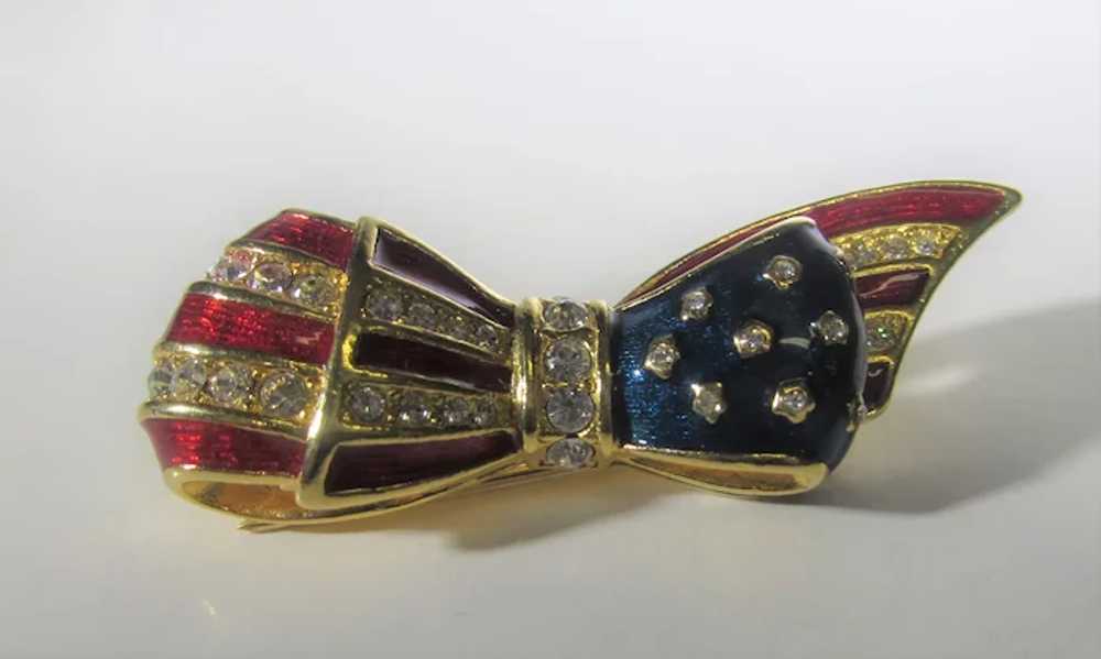 Carolee Red White and Blue Bow Pin - image 10