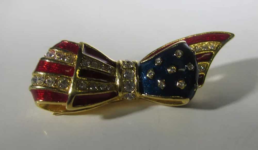 Carolee Red White and Blue Bow Pin - image 11