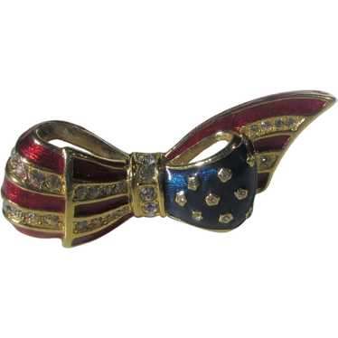 Carolee Red White and Blue Bow Pin - image 1