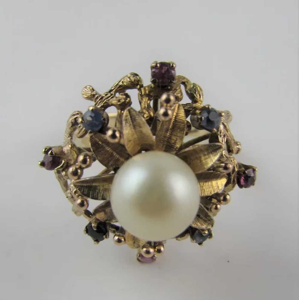 14 Karat Yellow Gold Ring With Cultured Pearl Sur… - image 10