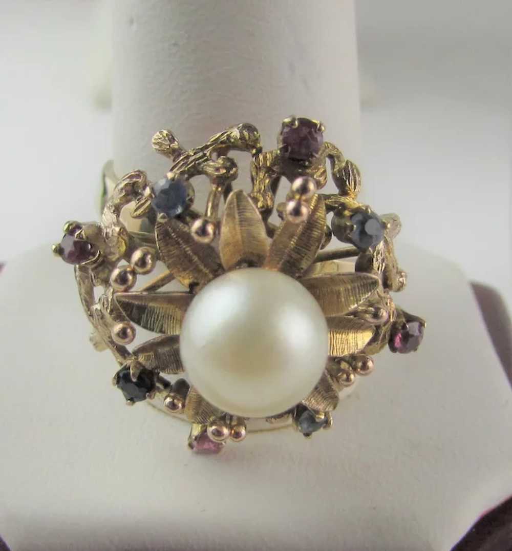 14 Karat Yellow Gold Ring With Cultured Pearl Sur… - image 3