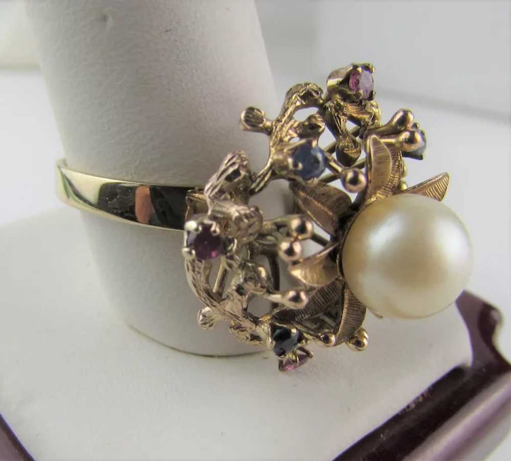 14 Karat Yellow Gold Ring With Cultured Pearl Sur… - image 5