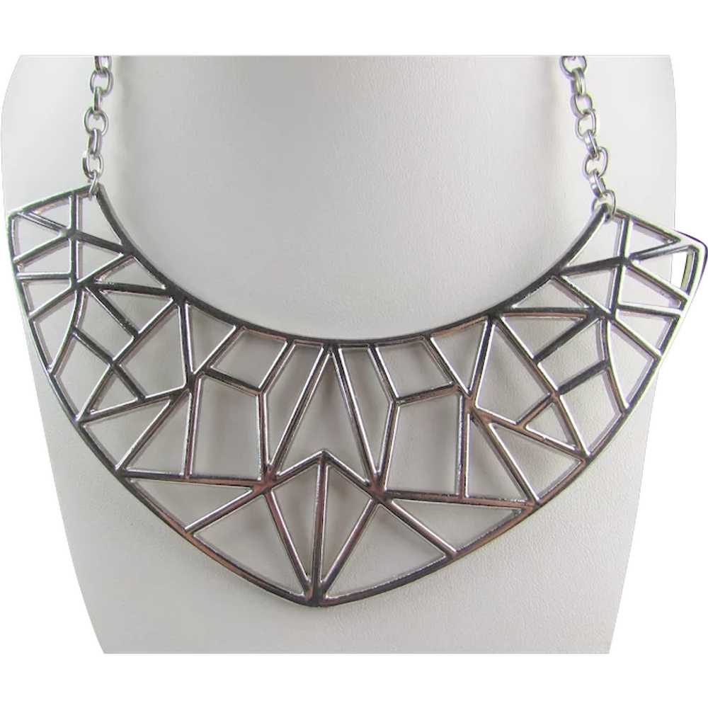 Abstract Silver Tone Necklace - image 1