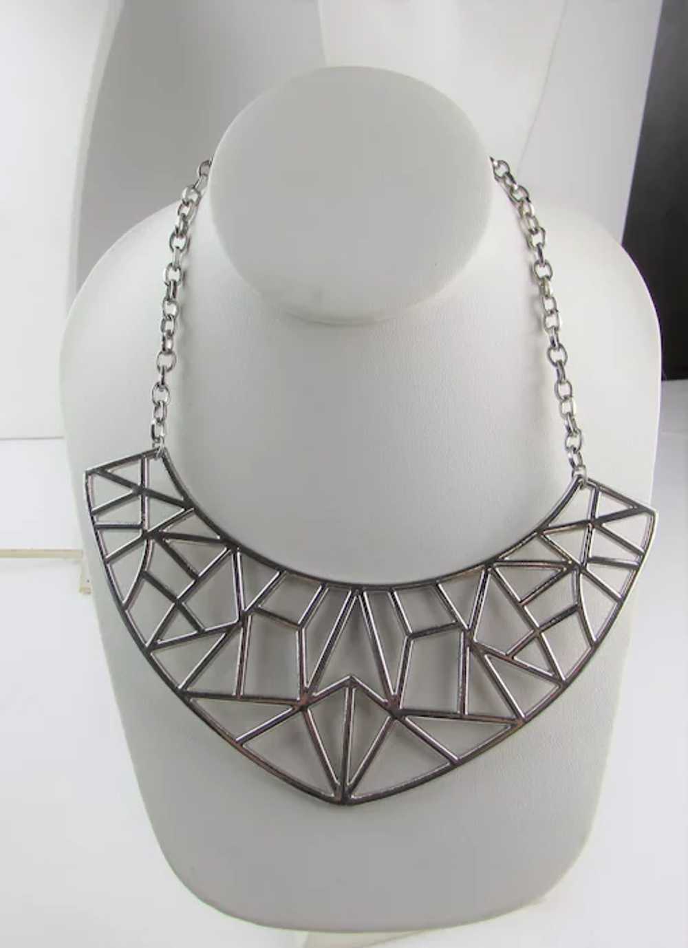 Abstract Silver Tone Necklace - image 2