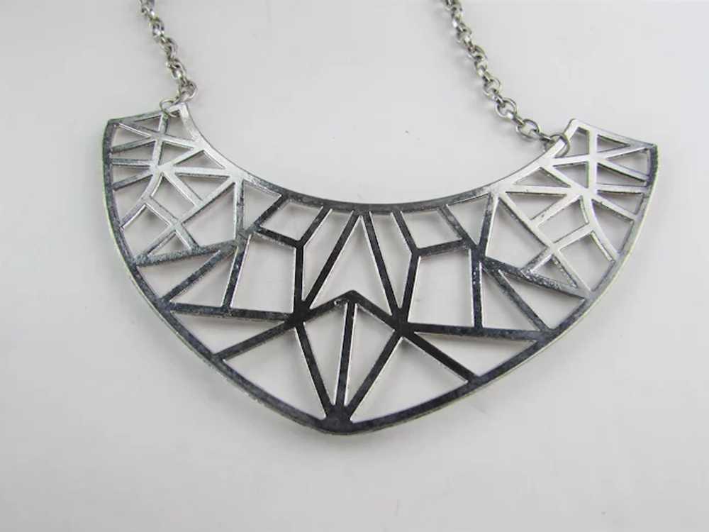 Abstract Silver Tone Necklace - image 3