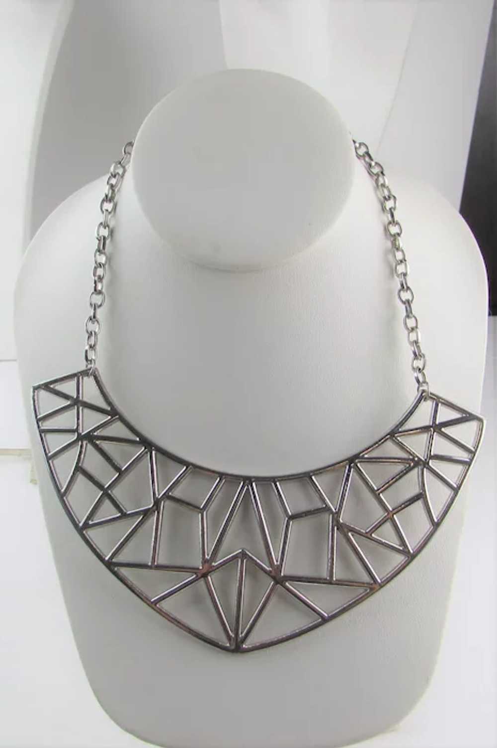 Abstract Silver Tone Necklace - image 4