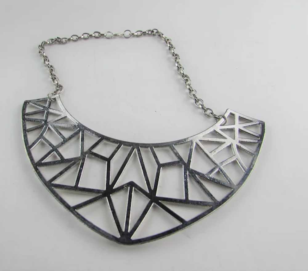 Abstract Silver Tone Necklace - image 5