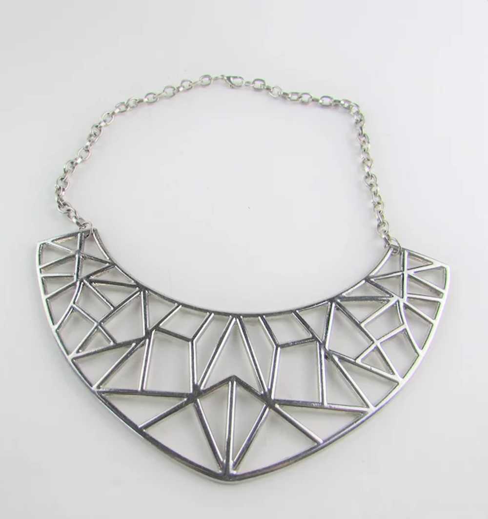 Abstract Silver Tone Necklace - image 7