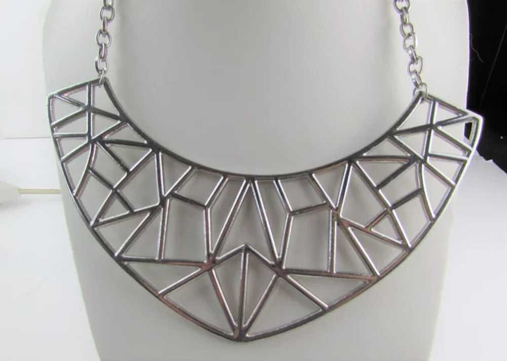 Abstract Silver Tone Necklace - image 8