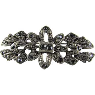 Sterling Silver Marcasite Pin With Early Trumpet … - image 1