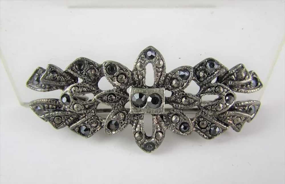 Sterling Silver Marcasite Pin With Early Trumpet … - image 2