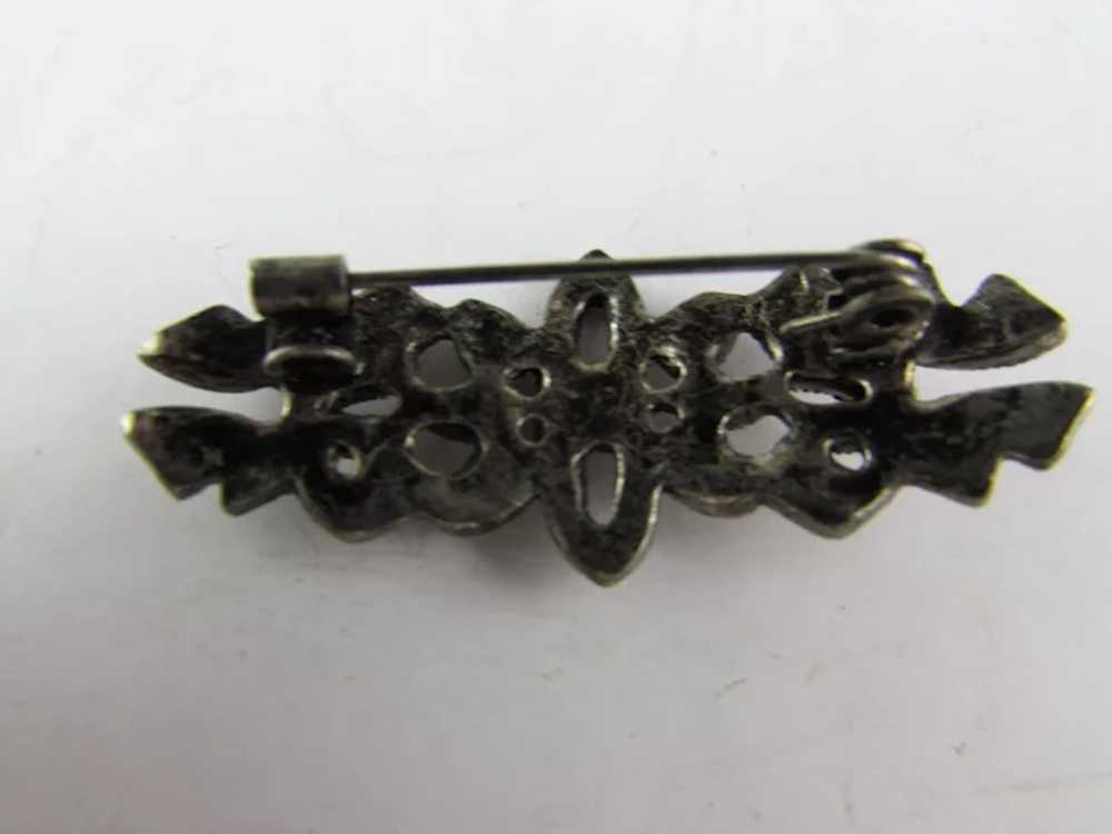 Sterling Silver Marcasite Pin With Early Trumpet … - image 3