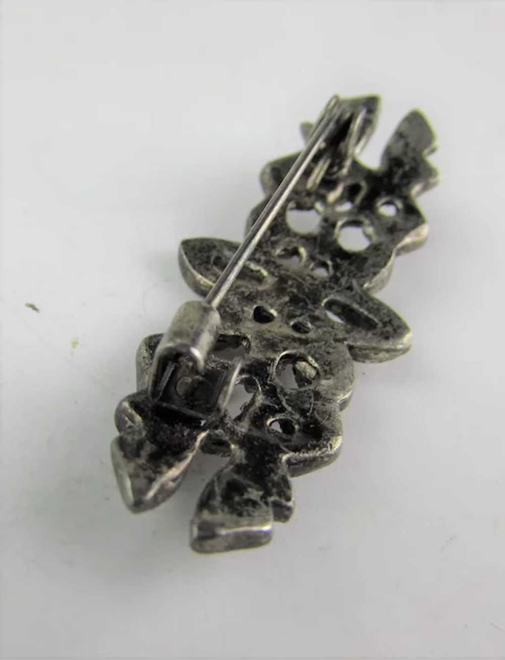 Sterling Silver Marcasite Pin With Early Trumpet … - image 5