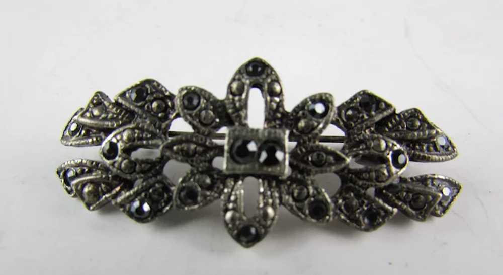 Sterling Silver Marcasite Pin With Early Trumpet … - image 7