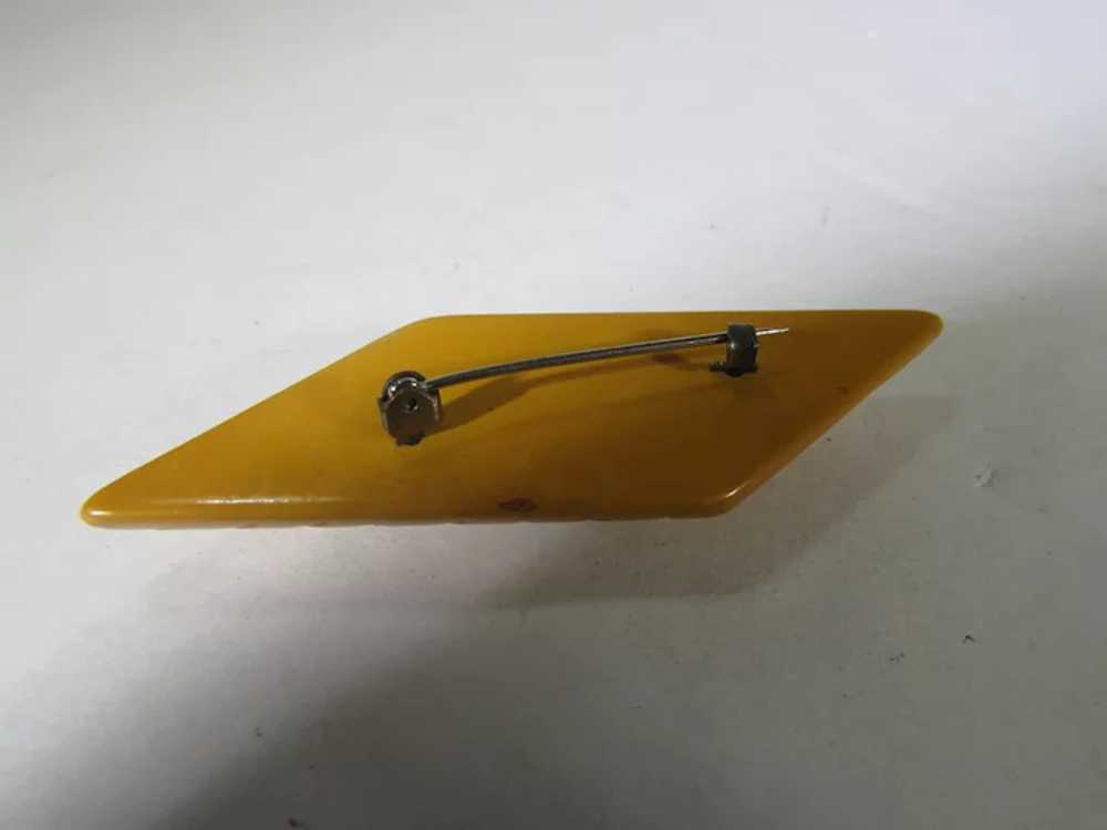 Bakelite Geometric Carved Pin In Yellow - image 10
