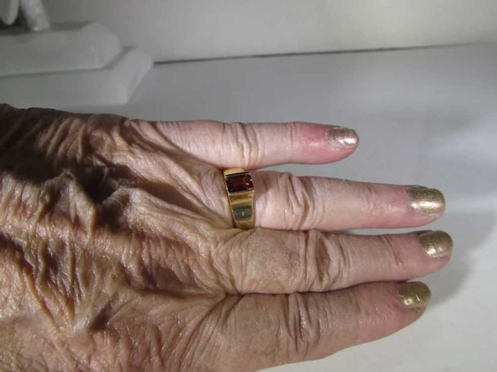14 Karat Yellow Gold Modernist Garnet Ring - image 10