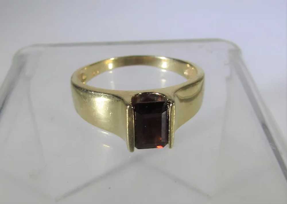 14 Karat Yellow Gold Modernist Garnet Ring - image 6