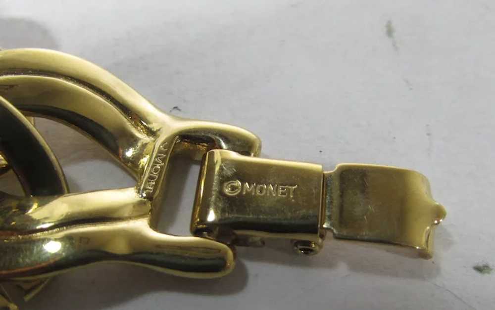 Vintage Monet Goldtone Bold Goldtone Necklace and… - image 10