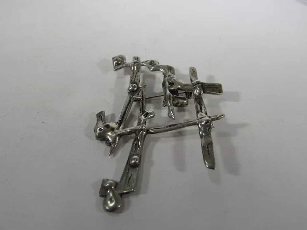 Sterling Silver Brutalist Pin/Pendant - image 12