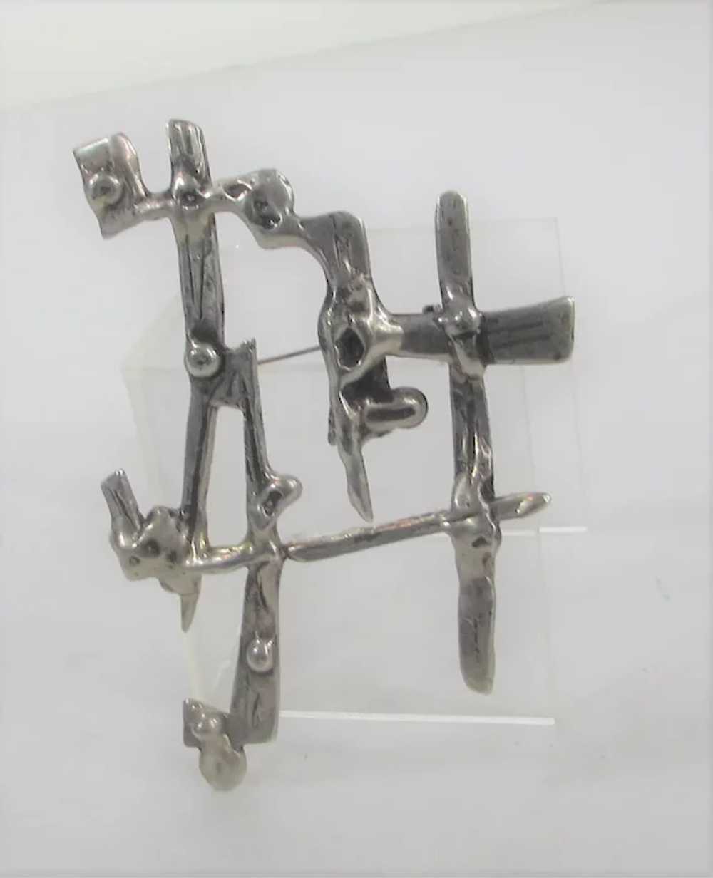 Sterling Silver Brutalist Pin/Pendant - image 2