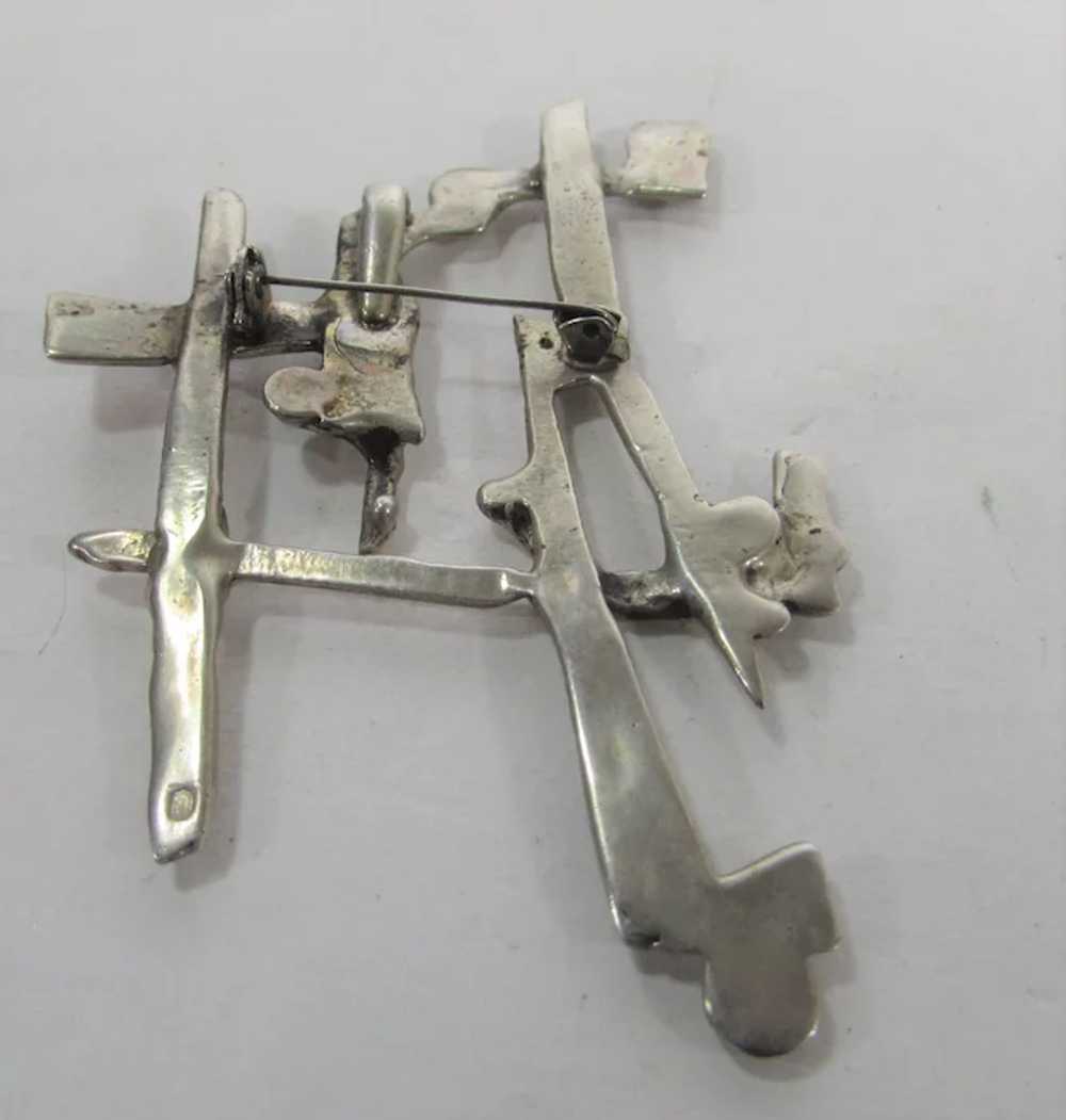 Sterling Silver Brutalist Pin/Pendant - image 4