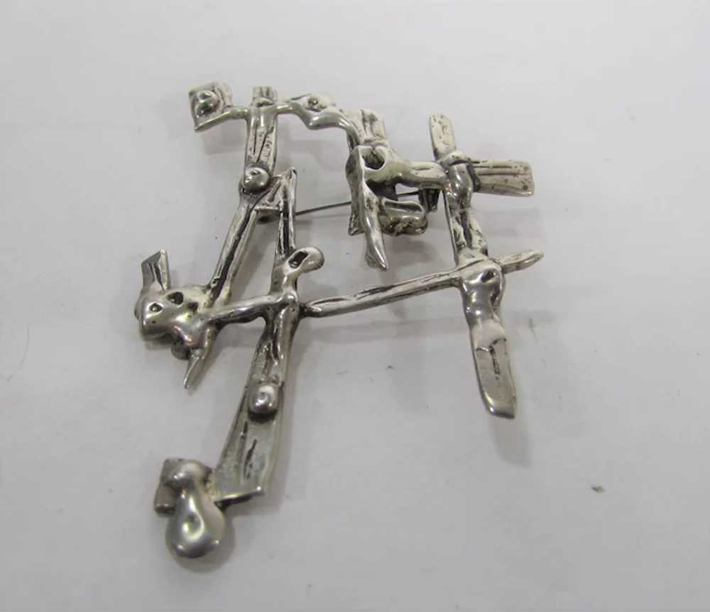 Sterling Silver Brutalist Pin/Pendant - image 6