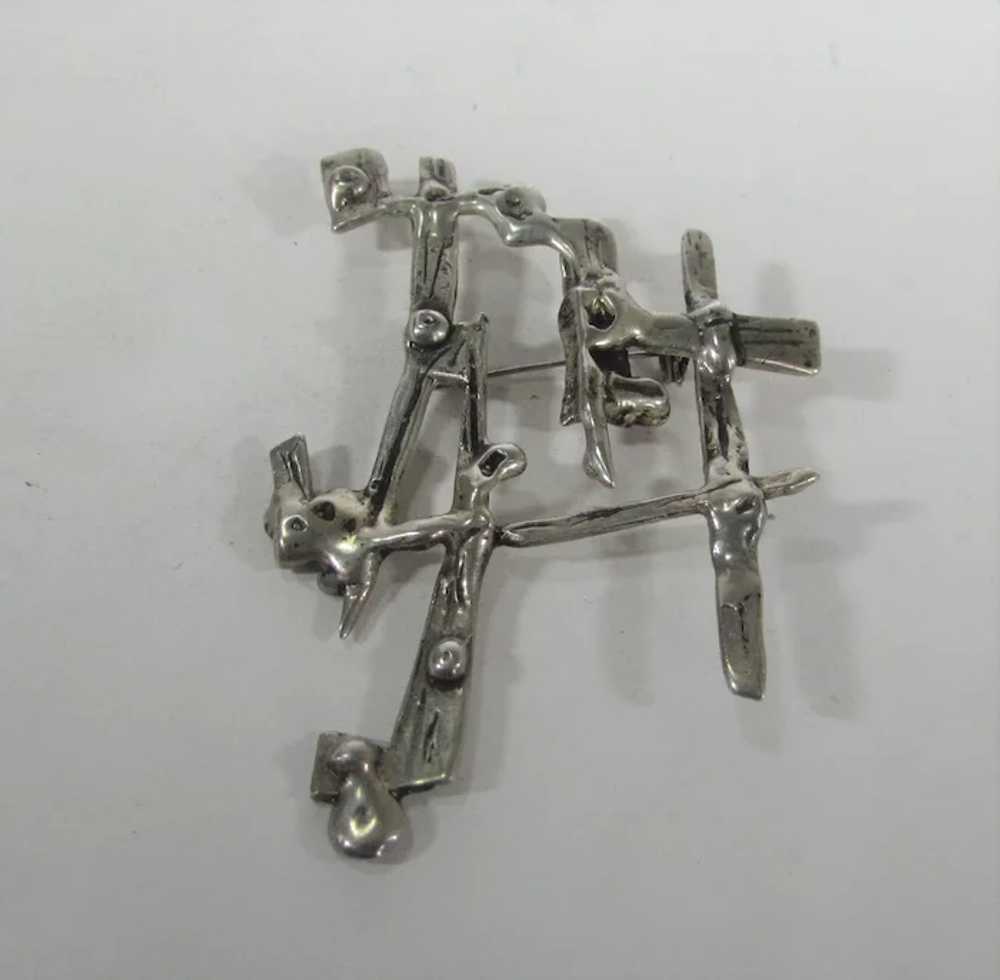 Sterling Silver Brutalist Pin/Pendant - image 7