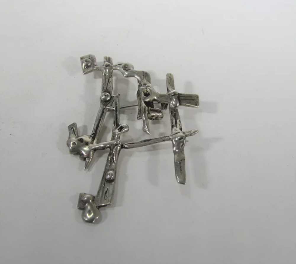 Sterling Silver Brutalist Pin/Pendant - image 9