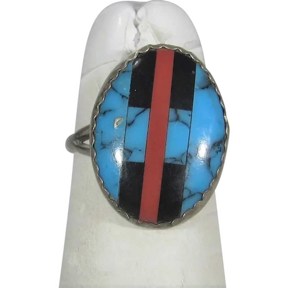 Native American Sterling Silver Ring With Turquoi… - image 1