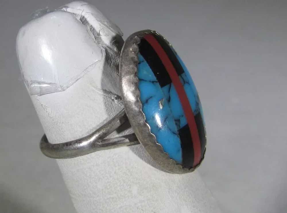Native American Sterling Silver Ring With Turquoi… - image 2