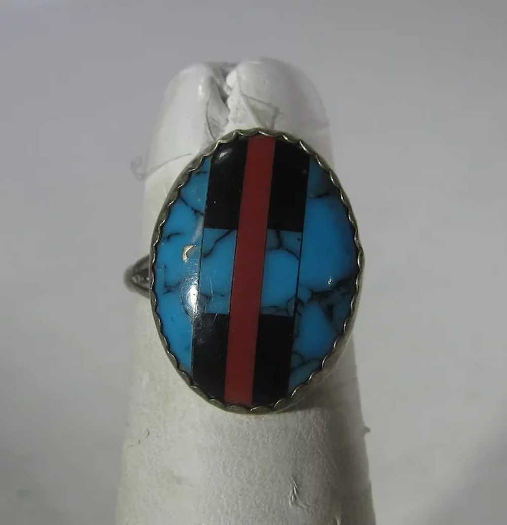Native American Sterling Silver Ring With Turquoi… - image 3