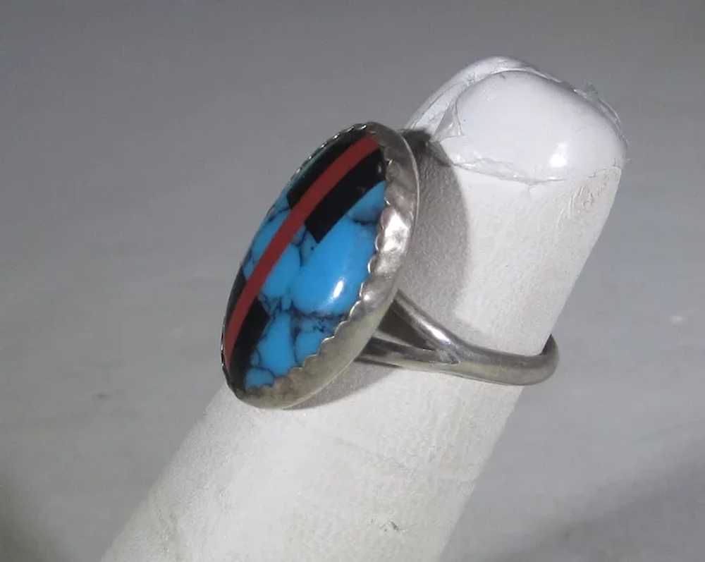 Native American Sterling Silver Ring With Turquoi… - image 4