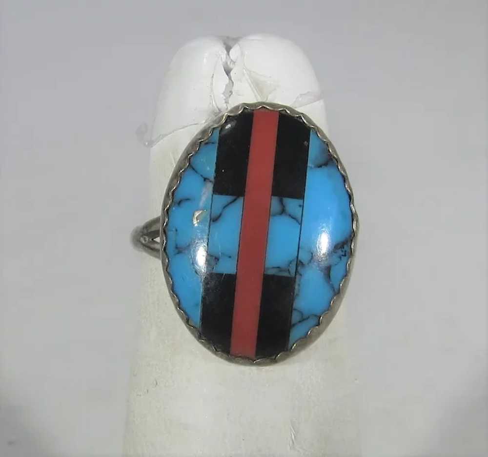 Native American Sterling Silver Ring With Turquoi… - image 5