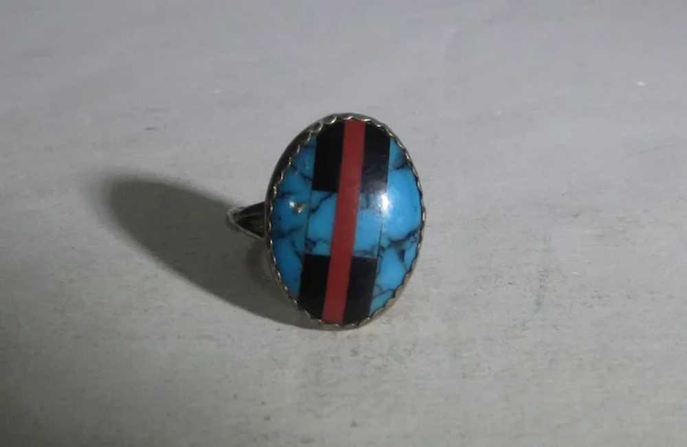 Native American Sterling Silver Ring With Turquoi… - image 7