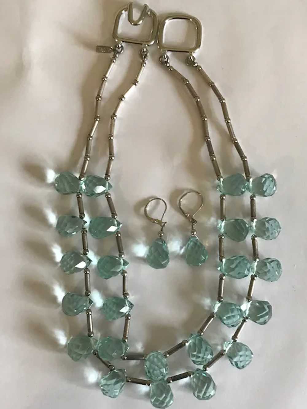 Vintage Kenneth Jay Lane Aqua Faceted Teardrop Cr… - image 3