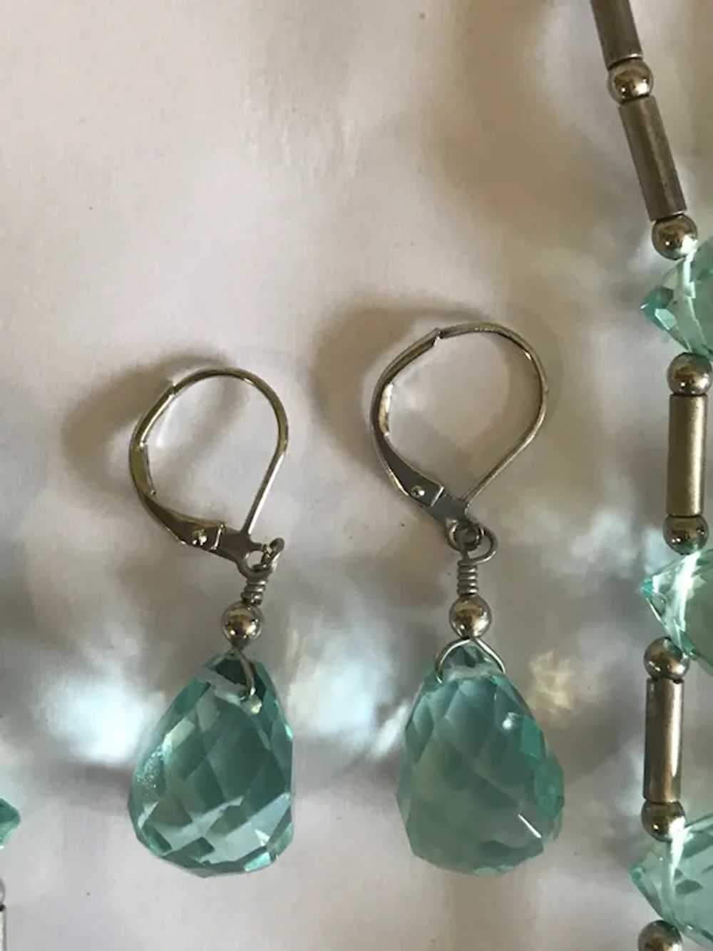 Vintage Kenneth Jay Lane Aqua Faceted Teardrop Cr… - image 4