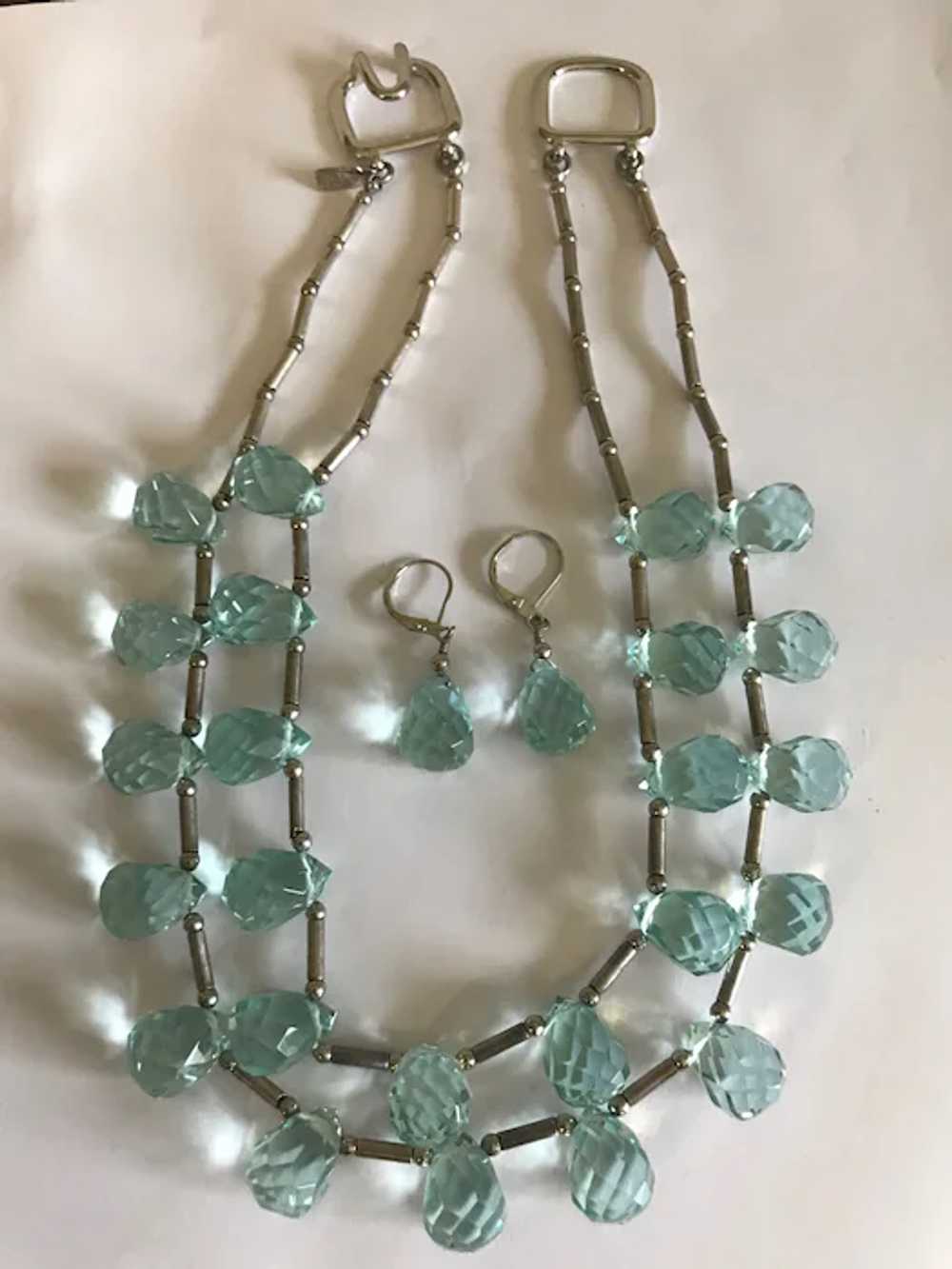 Vintage Kenneth Jay Lane Aqua Faceted Teardrop Cr… - image 7